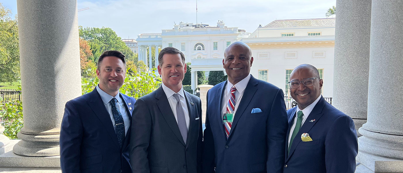 Rose Bowl Staff taking group photo in Washington, DC